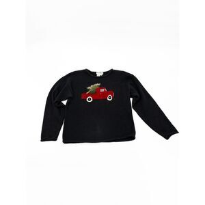 North Style Womens M Sweater Red Truck With Christmas Tree Holiday Knit Sweater